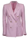 Tagliatore Double-breasted Linen Jacket In Rosa