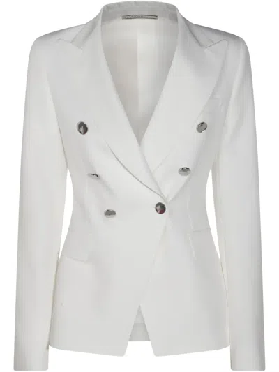 Tagliatore Double-breasted Blazer In White
