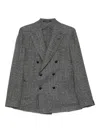 Tagliatore Textured Double-breasted Wool Blend Blazer In Gray