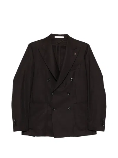 Tagliatore Double-breasted Blazer With Notch Lapel In Brown