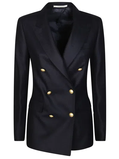 TAGLIATORE DOUBLE-BREASTED BLAZER WITH SHARP LAPEL AND GOLD-TONE BUTTONS