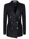 Tagliatore Double-breasted Blazer With Sharp Lapel And Gold-tone Buttons In Black