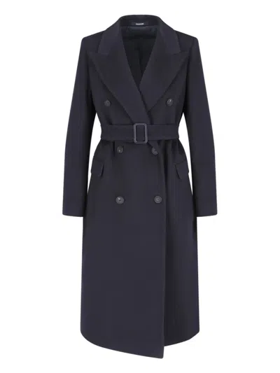 Tagliatore Double-breasted Blue Cashmere Coat
