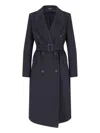 Tagliatore Waist Belted Lapel Buttoned Jacket