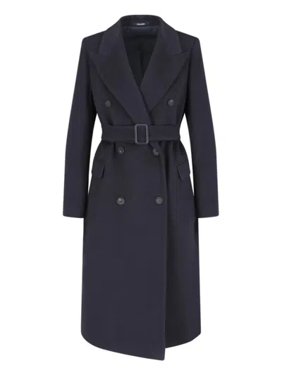 Tagliatore Double-breasted Blue Cashmere Coat