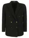 Tagliatore Boucle Double-breasted Jacket Gold-tone Buttons In Black