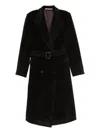Tagliatore Long Double-breasted Wool Coat Belted Waist In Black