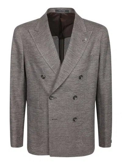 Tagliatore Double-breasted Brown Blazer With Notched Lapels