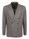 Tagliatore Double-breasted Brown Blazer With Notched Lapels In Brown