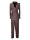 Tagliatore Double-breasted Brown Suit Set With Peak Lapels In Brown