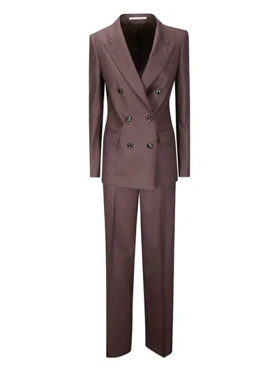 Tagliatore Double-breasted Brown Suit Set With Peak Lapels