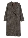 Tagliatore Double-breasted Brown Wool Blend Coat In Gray