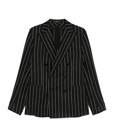 Tagliatore Double Breasted Button Closure Jacket In Black