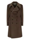 Tagliatore Double-breasted Coat In Wool In Brown