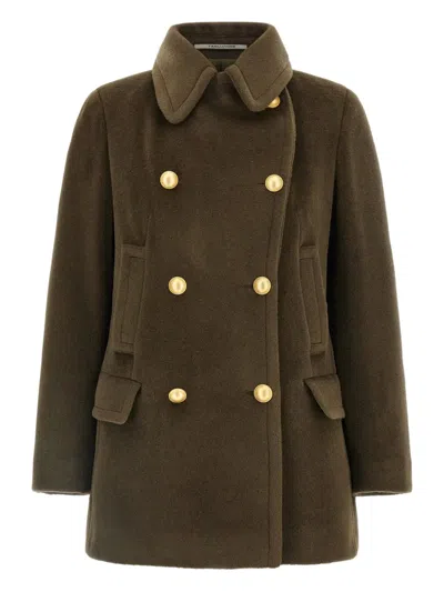 Tagliatore Double-breasted Button-detail Coat In Green