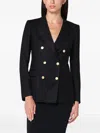 Tagliatore Black Double-breasted Jacket In Wool And Silk