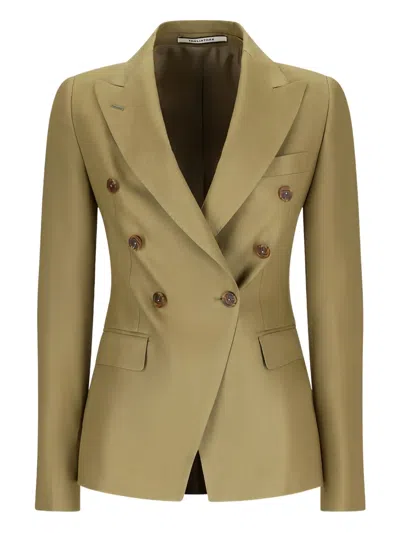Tagliatore Double-breasted Button Jacket In Green