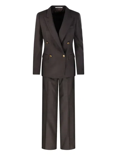 Tagliatore Double-breasted Button Suit In Gray