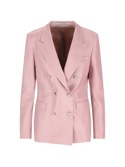 Tagliatore Double-breasted Buttoned Blazer In Pink