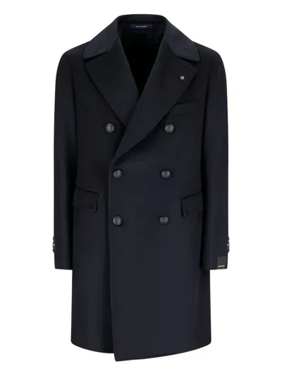 Tagliatore Double-breasted Buttoned Coat In Blue