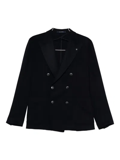 Tagliatore Double-breasted Cashmere Blazer In Black