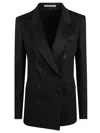 Tagliatore Double-breasted Cashmere Blazer With Notch Lapel In Black