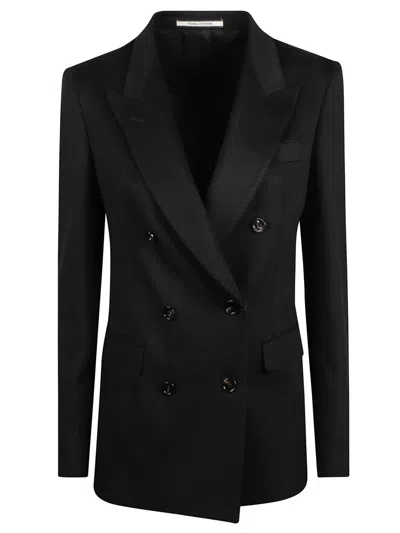 TAGLIATORE DOUBLE-BREASTED CASHMERE BLAZER WITH NOTCH LAPEL