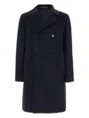 Tagliatore Double-breasted Cashmere Coat In Blue