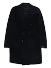 Tagliatore Double-breasted Cashmere Coat In Blue