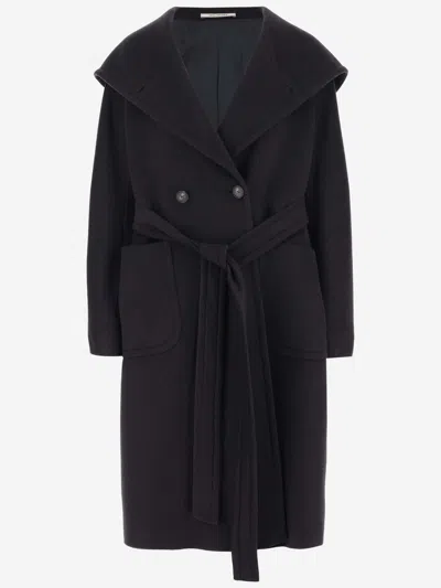 Tagliatore Double-breasted Cashmere Coat In Brown