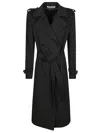 Tagliatore Double-breasted Cashmere Trench Coat With Belted Waist In Black
