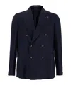 Tagliatore 'montecarlo' Blue Double-breasted Jacket In Black
