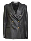 Tagliatore Double-breasted Check Blazer In Black