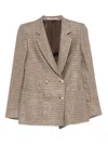 Tagliatore Double-breasted Check Jacket In Brown