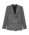 Tagliatore Tailored Double-breasted Jacket With Textured Plaid Pattern In Gray
