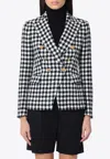 Tagliatore Double Breasted Checked Jacket With Notched Lapels In Monochrome