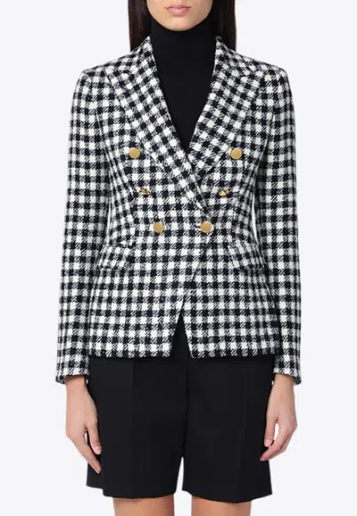 TAGLIATORE DOUBLE-BREASTED CHECKED BLAZER