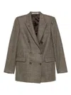 Tagliatore Double-breasted Checked Jacket In Brown