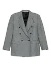 Tagliatore Double-breasted Checked Jacket In Gray