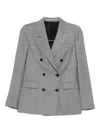 Tagliatore Double-breasted Checked Wool Blazer In Gray