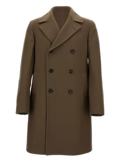 Tagliatore Double-breasted Coat In Brown