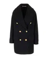 Tagliatore Navy Blue Double-breasted Coat In Black