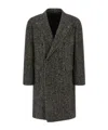 Tagliatore Herringbone Double Breasted Long Sleeve Coat In Black