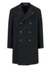 Tagliatore Notched-lapels Double-breasted Coat In Black
