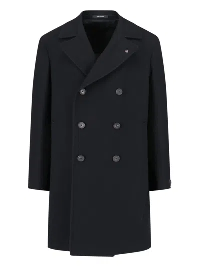 Tagliatore Double-breasted Coat In Black  
