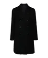 Tagliatore Arden Blue Double-breasted Coat With Classic Revers In Virgin Wool Man In Black
