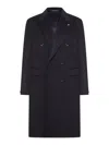Tagliatore Navy Cashmere Double-breasted Coat With Notched Lapel In Blue