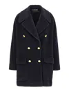 Tagliatore Navy Blue Double-breasted Coat In Blue