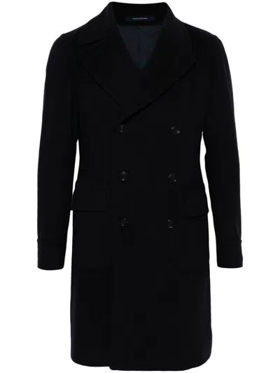 Tagliatore Double-breasted Coat In Blue