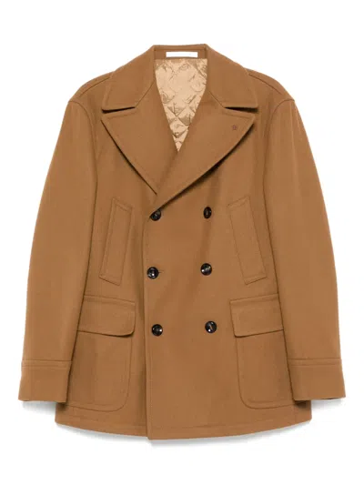 Tagliatore Double-breasted Coat In Brown